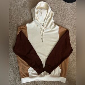 Original Use Colorblock Hoodie - Cream and Brown